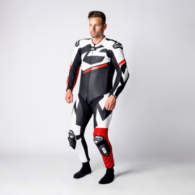Leather Suit One-Piece iXS Ace 1.0 Black-White-Red