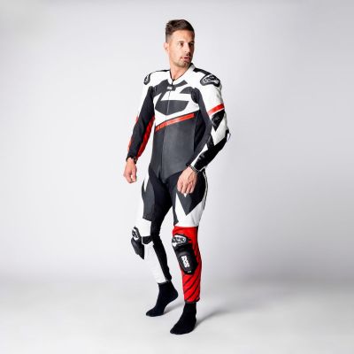 Leather Suit One-Piece iXS Ace 1.0 Black-White-Red
