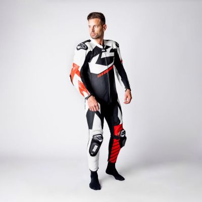 Leather Suit One-Piece iXS Ace 1.0 Black-White-Red