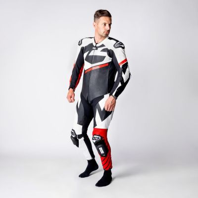 Leather Suit One-Piece iXS Ace 1.0 Black-White-Red