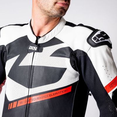 Leather Suit One-Piece iXS Ace 1.0 Black-White-Red