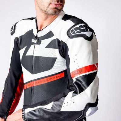 Leather Suit One-Piece iXS Ace 1.0 Black-White-Red