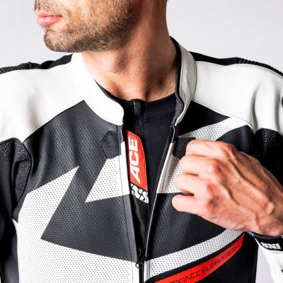 Leather Suit One-Piece iXS Ace 1.0 Black-White-Red