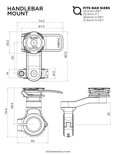 Стойка за кормило Quad Lock	